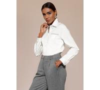 Hemdbluse CREATION L, Damen, Gr. 38, ecru, 97% Baumwolle, 3% Elasthan, unifarben, Blusen Hemdbluse (34350352-38) ecru
