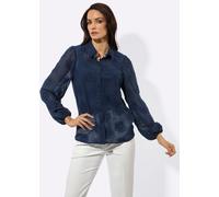 Hemdbluse CREATION L, Damen, Gr. 42, blau (dunkelblau), 100% Polyester, Besatz:100% Polyamid, unifarben, Blusen Hemdbluse (49082217-42) dunkelblau