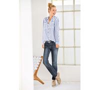 Hemdbluse, Damen, Gr. 44, blau (bleu, ecru), 100% Viskose, RICK CARDONA BY HEINE, gemustert, gestreift, Blusen Hemdbluse (12887253-44) bleu, ecru