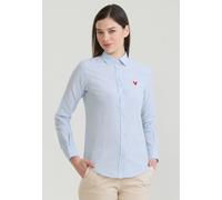 Hemdbluse FELIX HARDY "Gestreiftes Langarm Hemd", Damen, Gr. M, blau (hellblau), 65% Baumwolle, 35% Leinen, Blusen Hemdbluse (58382712-M) hellblau