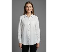 Hemdbluse FREEQUENT "FQLAVA-SH-SIMPLE", Damen, Gr. XL, weiß (brilliant weiß), Web, Obermaterial: 55% Leinen, 45% Viskose, unifarben, bequem Po-bedeckend, Rundhals, 2-Knopf-Manschette, Blusen Hemdbluse