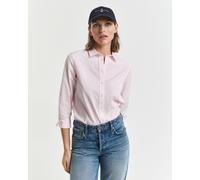 Hemdbluse GANT "REG POPLIN STRIPED SHIRT", Damen, Gr. 44, rosa (light pink), Popeline, Obermaterial: 100% Baumwolle, gestreift, regular fit hüftlang, Blusen Hemdbluse, mit einer kleinen Logostickerei
