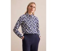 Hemdbluse SEIDENSTICKER "Schwarze Rose", Damen, Gr. M (38), blau, 100% Baumwolle, gemustert, regular fit, ohne Ausschnitt, Langarm, Blusen, Langarm Kragen Geometrische Muster (70684654-38) blau