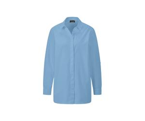 Hemdbluse GOLDNER "Baumwollbluse mit Hemdkragen", Damen, Gr. 42, blau, Obermaterial: 100% Baumwolle CO., Blusen Hemdbluse, Mit Seitenschlitzen (55408628-42) blau