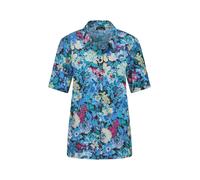 Hemdbluse GOLDNER "Blusenshirt mit floralem Print", Damen, Gr. 46, blau (blau, gemustert), Obermaterial: 100% Polyester PES., gerade, Blusen Hemdbluse, keine (73257322-46) blau, gemustert