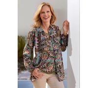 Hemdbluse GOLDNER "Blusenshirt mit stilvollem Muster-Mix", Damen, Gr. 46, bunt (bunt, gemustert), Obermaterial: 100% Viskose CV., figurumspielend, Blusen Hemdbluse, verrdeckte Knopfleiste (95268009-46
