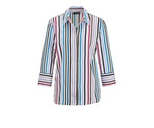 Hemdbluse GOLDNER "Blusenshirt mit Streifenmuster", Damen, Gr. 52, bunt (bunt, gestreift), Obermaterial: 100% Polyester PES., Modisch, gerade, Manschette, Blusen Hemdbluse, Knopfleiste (42773248-52) b