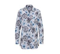 Hemdbluse GOLDNER "Druckbluse mit Hemdkragen", Damen, Gr. 48, blau (marine, gemustert), Obermaterial: 100% Baumwolle CO., Manschette, Blusen Hemdbluse, Knöpfe (33491269-48) marine, gemustert