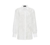 Hemdbluse GOLDNER "Hemdbluse mit floralem Muster", Damen, Gr. 42, weiß, Obermaterial: 60% Baumwolle CO. 40% Polyester PES., gerade, Blusen Hemdbluse, florale Ausbrennerware (66877310-42) weiß