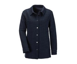 Hemdbluse GOLDNER "Hemdjacke", Damen, Gr. 42, blau (marine), Obermaterial: 50% Polyester PES. 37% Viskose CV. 12% Baumwolle CO. 1% Elasthan EL., Manschette, Blusen Hemdbluse, Seitennahtschlitze (15184