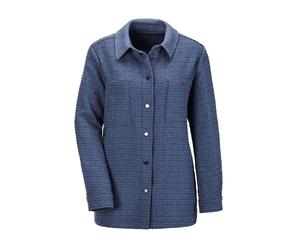 Hemdbluse GOLDNER "Hemdjacke", Damen, Gr. 46, blau (rauchblau), Obermaterial: 50% Polyester PES. 37% Viskose CV. 12% Baumwolle CO. 1% Elasthan EL., Manschette, Blusen Hemdbluse, Seitennahtschlitze (50