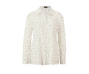 Hemdbluse GOLDNER "Kurzgröße Druckbluse mit Hemdblusenkragen", Damen, Gr. 24, beige (taupe, gemustert), Obermaterial: 100% Viskose CV., Manschette, Blusen Hemdbluse, Ohne (98905116-24) taupe, gemuster