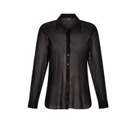 Hemdbluse GOLDNER "Kurzgröße Edle Metallic-Bluse mit Hemdkragen", Damen, Gr. 21, schwarz (schwarz, gemustert), Obermaterial: 90% Polyester PES. 10% Elasthan EL., Modisch, Blusen Hemdbluse, semitranspa