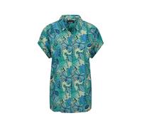 Hemdbluse GOLDNER "Kurzgröße Hemdbluse mit floralem Design", Damen, Gr. 23, grün (salbei, gemustert), Obermaterial: 100% Viskose CV., figurumspielend, Blusen Hemdbluse, Sattel im Rückenteil (72721553-