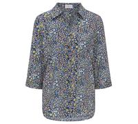 Hemdbluse GOLDNER "Kurzgröße Pflegeleichte Bluse mit 3/4-Arm", Damen, Gr. 23, blau (hellblau, melba, gemustert), Obermaterial: 100% Polyester PES., Manschette, Blusen Hemdbluse, Mit offenem Kragen (20