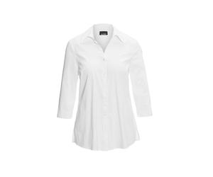 Hemdbluse GOLDNER "Kurzgröße Stretchbequeme Bluse mit Baumwolle", Damen, Gr. 25, weiß, Obermaterial: 65% Baumwolle CO. 31% Polyamid PA. 4% Elasthan EL., Business, Manschette, Blusen Hemdbluse, Bequeme