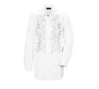 Hemdbluse GOLDNER "Kurzgröße Weiße elegante Bluse aus Leinen", Damen, Gr. 21, weiß (cremeweiß), Obermaterial: 55% Leinen LI. 45% Viskose CV., gerade, Manschette, Blusen Hemdbluse, Paillettenstickerei 