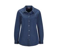 Hemdbluse GOLDNER "Stilvolle Denim-Bluse mit Druckknöpfen", Damen, Gr. 44, blau, Obermaterial: 98% Baumwolle CO. 2% Elasthan EL., Blusen Hemdbluse, Knopfleiste (54690918-44) blau