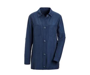 Hemdbluse GOLDNER "Viskose Hemdjacke Langarm", Damen, Gr. 38, blau (marine), Obermaterial: 49% Lyocell CLY. 38% Viskose CV. 13% Polyamid PA., gerade, Manschette, Blusen Hemdbluse, Sonstige (33131208-3