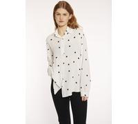 Hemdbluse HAILY’S "LS V BL Ki44su", Damen, Gr. S (36), weiß (weiß, schwarz hearts), Web, Obermaterial: 100% Viskose, gemustert, V-Ausschnitt, Blusen Hemdbluse (53577703-S)