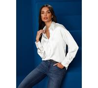 Hemdbluse HEINE, Damen, Gr. 42, beige (ecru), 47% Seide, 44% Viskose, 9% Elasthan, unifarben, Blusen Hemdbluse (99644337-42) ecru