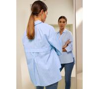 Hemdbluse HEINE, Damen, Gr. 42, bunt (weiß, hellblau, gestreift), 50% Baumwolle, 50% Polyester, gemustert, gestreift, Blusen Hemdbluse, Topseller (45060202-42) weiß, hellblau, gestreift