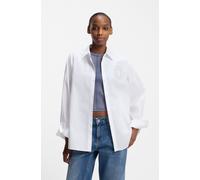HUGO Oversized Bluse mit Happy HUGO Logo aus Strasssteinen - Style Edafne_B, 50555625 Weiß 38