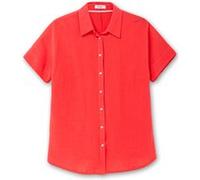 Hemdbluse SHEEGO, Damen, Gr. 48, rot (hummer), 100% Baumwolle, unifarben, Blusen Hemdbluse (69923425-48) hummer
