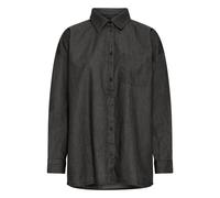 Hemdbluse ICHI "Langarm-Hemd IHBALLO", Damen, Gr. 36, schwarz (washed schwarz), Obermaterial: 100% Baumwolle CO., Blusen Hemdbluse (82749538-36) washed schwarz