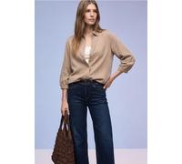 Street One Hemdbluse Damen Gr. 42 – 100% Lyocell, light terra mocha, Rundhals, Washed-Look