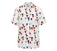 Hemdbluse in weiß/mehrfarbig bedruckt 42
