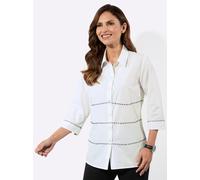 Hemdbluse INSPIRATIONEN, Damen, Gr. 36, weiß (ecru, schwarz), 50% Baumwolle, 50% Polyester, unifarben, Blusen Hemdbluse (48303504-36) ecru, schwarz