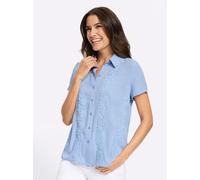 Hemdbluse INSPIRATIONEN, Damen, Gr. 40, blau (bleu), 100% Polyester, unifarben, Blusen Hemdbluse (26853329-40) bleu