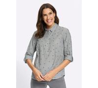Hemdbluse INSPIRATIONEN, Damen, Gr. 40, grau (khaki, gestreift), 100% Baumwolle, gemustert, gestreift, mehrfarbig, Blusen Hemdbluse (28087552-40) khaki, gestreift