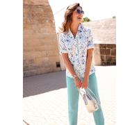 Hemdbluse INSPIRATIONEN, Damen, Gr. 42, weiß, bedruckt, 100% Baumwolle, bedruckt, geblümt, gemustert, mehrfarbig, V-Ausschnitt, Blusen Hemdbluse (26499358-42) weiß, bedruckt