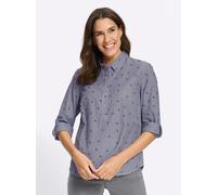 Hemdbluse INSPIRATIONEN, Damen, Gr. 44, blau (marine, gestreift), 100% Baumwolle, gemustert, gestreift, mehrfarbig, Blusen Hemdbluse (64394449-44) marine, gestreift