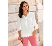 Hemdbluse INSPIRATIONEN, Damen, Gr. 44, ecru, 100% Baumwolle, unifarben, V-Ausschnitt, Blusen Hemdbluse (10229115-44) ecru