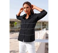 Hemdbluse INSPIRATIONEN, Damen, Gr. 44, schwarz, ecru, 50% Baumwolle, 50% Polyester, unifarben, Blusen Hemdbluse (79967762-44) schwarz, ecru