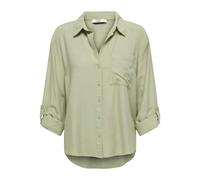 Hemdbluse JDY "JDYCAYA LINEN LOOSE L/S SHIRT WVN DIA", Damen, Gr. L, laurel oak, Web, Obermaterial: 90% Viskose, 10% Leinen, unifarben, regular fit hüftbedeckend, Blusen Hemdbluse, mit Leinen (1058296