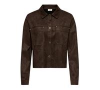 Hemdbluse JDY "JDYJULLE L/S FAKE SUEDE SHIRT JRS NOOS", Damen, Gr. L, braun (coffee bean), Web, Obermaterial: 95% Polyester, 5% Elasthan, unifarben, regular fit normal, Blusen Hemdbluse, Kunstfaser, r