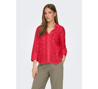 Hemdbluse JDY "JDYTALLIE 3/4 LONG SHIRT WVN NOOS", Damen, Gr. L, ski patrol, Spitze, Obermaterial: 100% Baumwolle, unifarben, regular fit Po-bedeckend, angesetztes Bündchen, Blusen Hemdbluse, mit Loch