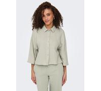 Hemdbluse JDY "JDYTHEIS LIFE 3/4 CROP SHIRT WVN NOOS", Damen, Gr. L, grün (desert sage), Web, Obermaterial: 100% Baumwolle, unifarben, regular fit taillenlang, Blusen Hemdbluse, Baumwolle, regular fit