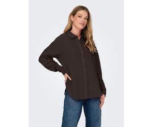 Hemdbluse JDY "JDYTHEIS LIFE L/S LOOSE SHIRT WVN NOOS", Damen, Gr. XL, chocolate torte, Web, Obermaterial: 100% Baumwolle, unifarben, regular fit hüftbedeckend, Blusen Hemdbluse, Baumwolle, regular fi