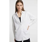 Hemdbluse JDY "JDYVESPER L/S LOOSE SHIRT WVN NOOS", Damen, Gr. S, weiß, Web, Obermaterial: 60% Polyester, 40% Baumwolle, unifarben, modisch, lässig geschnitten Po-bedeckend, Langarm weit 1-Knopf-Mansc