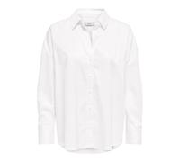 Hemdbluse JDY "JDYVESPER L/S LOOSE SHIRT WVN NOOS", Damen, Gr. S, weiß, Web, Obermaterial: 60% Polyester, 40% Baumwolle, unifarben, lässig geschnitten Po-bedeckend, weit 1-Knopf-Manschette, Blusen Hem