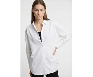 Hemdbluse JDY "JDYVESPER L/S LOOSE SHIRT WVN NOOS", Damen, Gr. S, weiß, Web, Obermaterial: 60% Polyester, 40% Baumwolle, unifarben, lässig geschnitten Po-bedeckend, weit 1-Knopf-Manschette, Blusen Hem