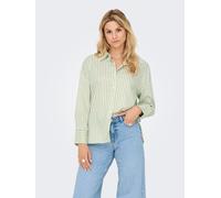 Hemdbluse JDY "JDYVESPER L/S LOOSE SHIRT WVN NOOS", Damen, Gr. XS, grün (cloud dancer stripes:laurel grün), Web, Obermaterial: 60% Polyester, 40% Baumwolle, gestreift, lässig geschnitten Po-bedeckend,