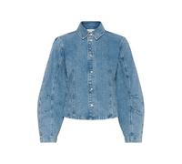 Hemdbluse KAFFE "Langarm-Hemd KAvallis", Damen, Gr. 38, blau (blau washed denim), Obermaterial: 99% Baumwolle CO. 1% Elasthan EL., Blusen Hemdbluse (79447639-38) blau washed denim
