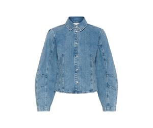 Hemdbluse KAFFE "Langarm-Hemd KAvallis", Damen, Gr. 40, blau (blau washed denim), Obermaterial: 99% Baumwolle CO. 1% Elasthan EL., Blusen Hemdbluse (79447639-40) blau washed denim