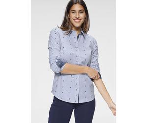 Hemdbluse KANGAROOS, Damen, Gr. 40, weiß (hellblau, weiß), Web, Obermaterial: 97% Baumwolle, 3% Elasthan, figurbetont hüftbedeckend, 1-Knopf-Manschette, Blusen Hemdbluse, mit kontrastfarbenen Details